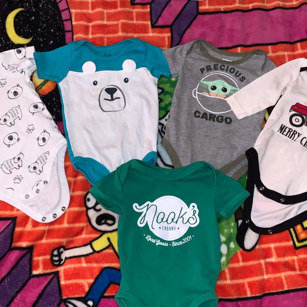 Five 3-6 month bodysuits